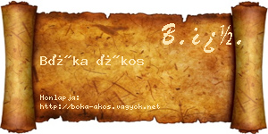 Bóka Ákos névjegykártya